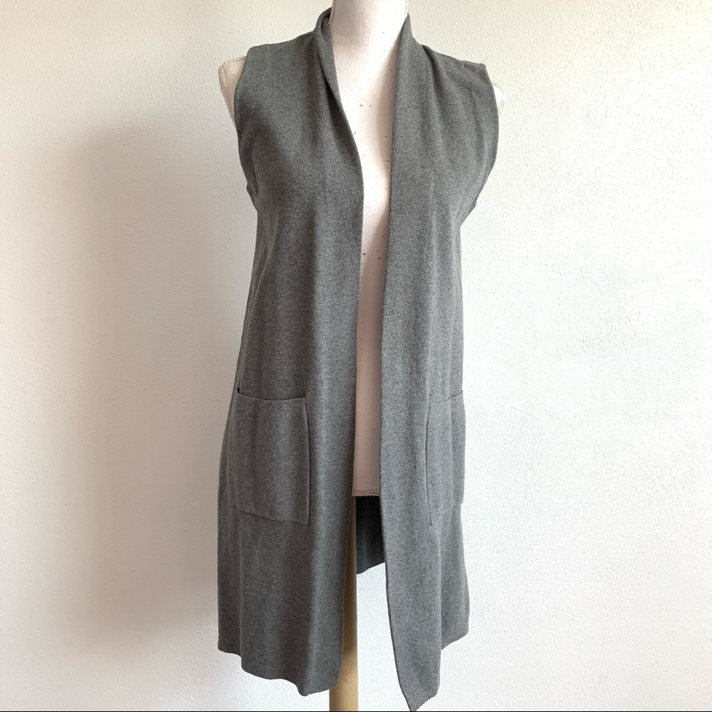 Ann Taylor | Gray Long Sweater Vest Cardigan